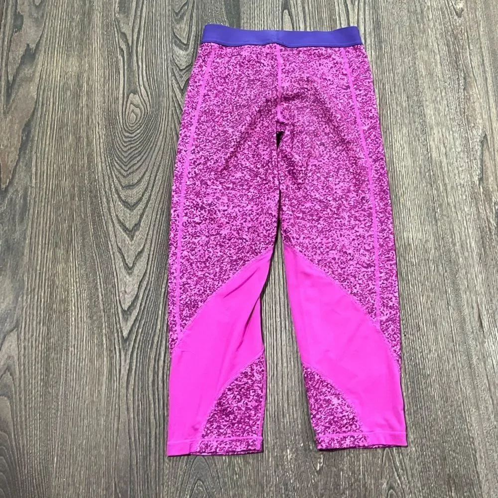 Nike Pro Leggings Dri Fit Capris Swoosh Stretch Mid Rise Splash Pink Size XL